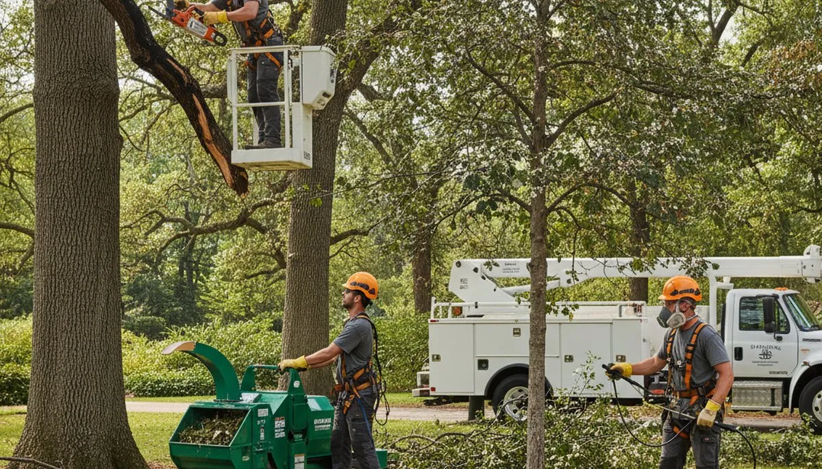 Arborist treating diseased tree in Columbus, OH for fungal and pest damage