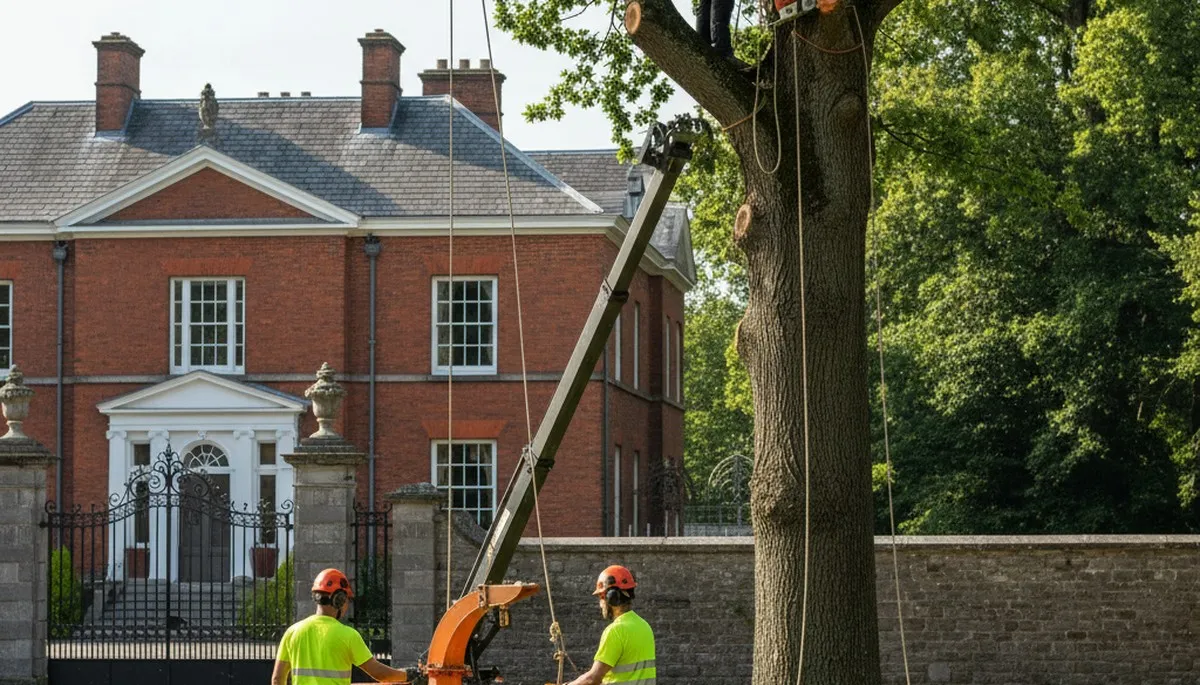Columbus, OH tree service crew trimming a tree for safe residential removal