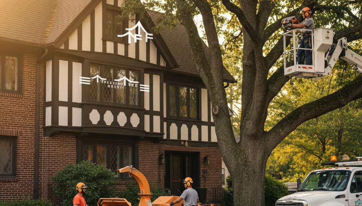 Tree service team in Columbus, OH handling safe tree removal for a residential property